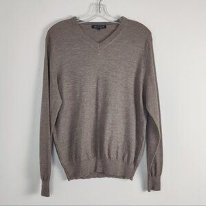 Britches Men's Classic V-Neck Wool Blend Sweater, Large - Timeless Taupe